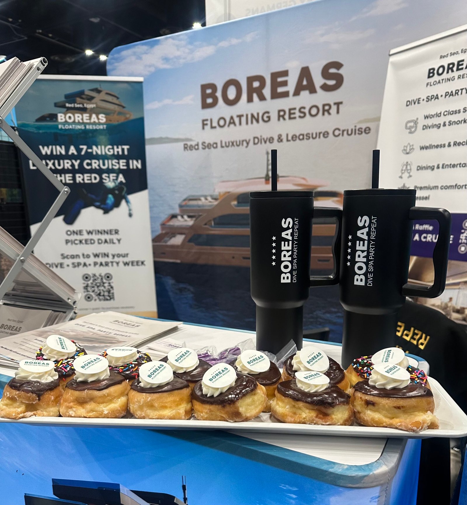 Boreas branded materials at the DEMA Show booth