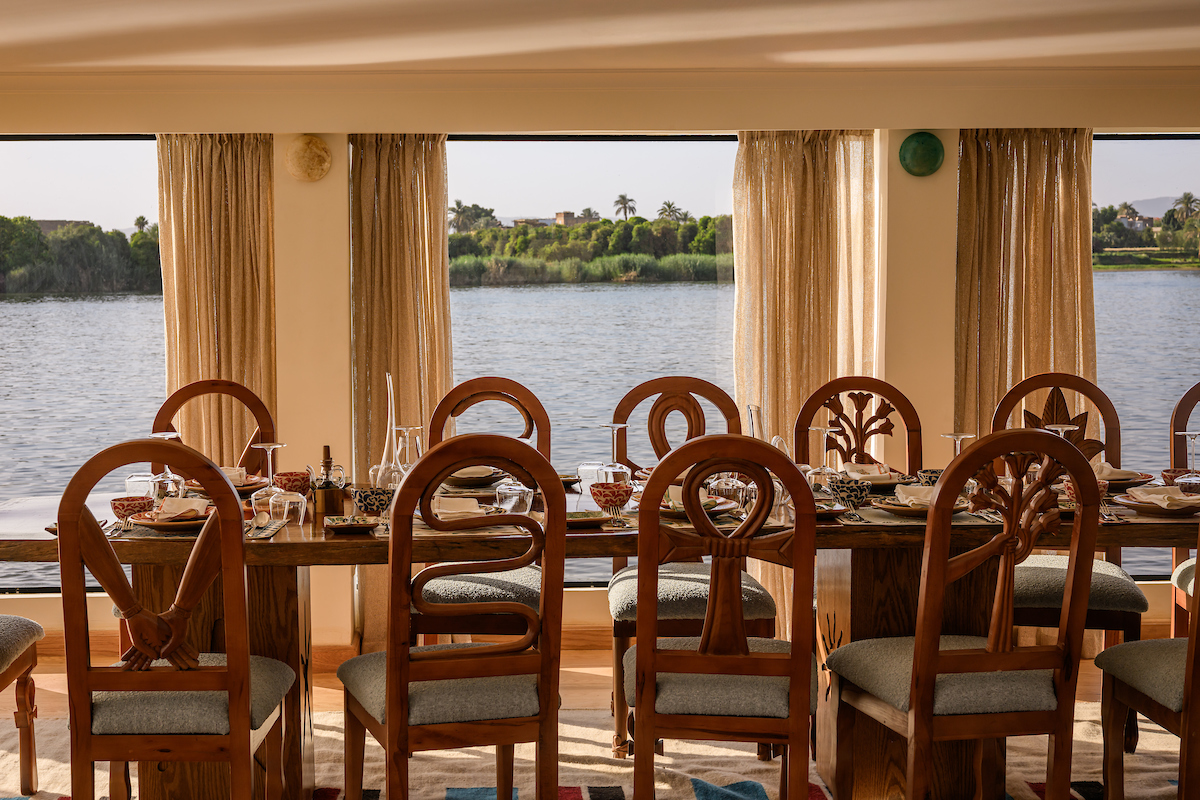 Nile Divine dahabiya — dining room