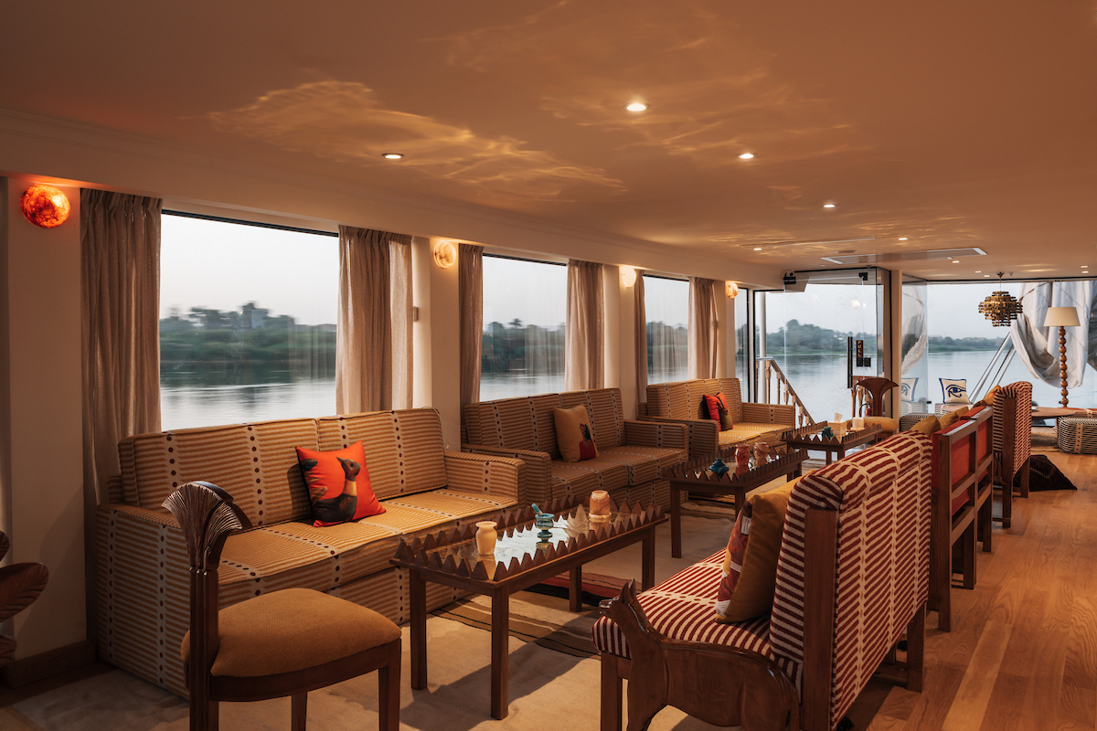 Nile Divine dahabiya — reception and saloon