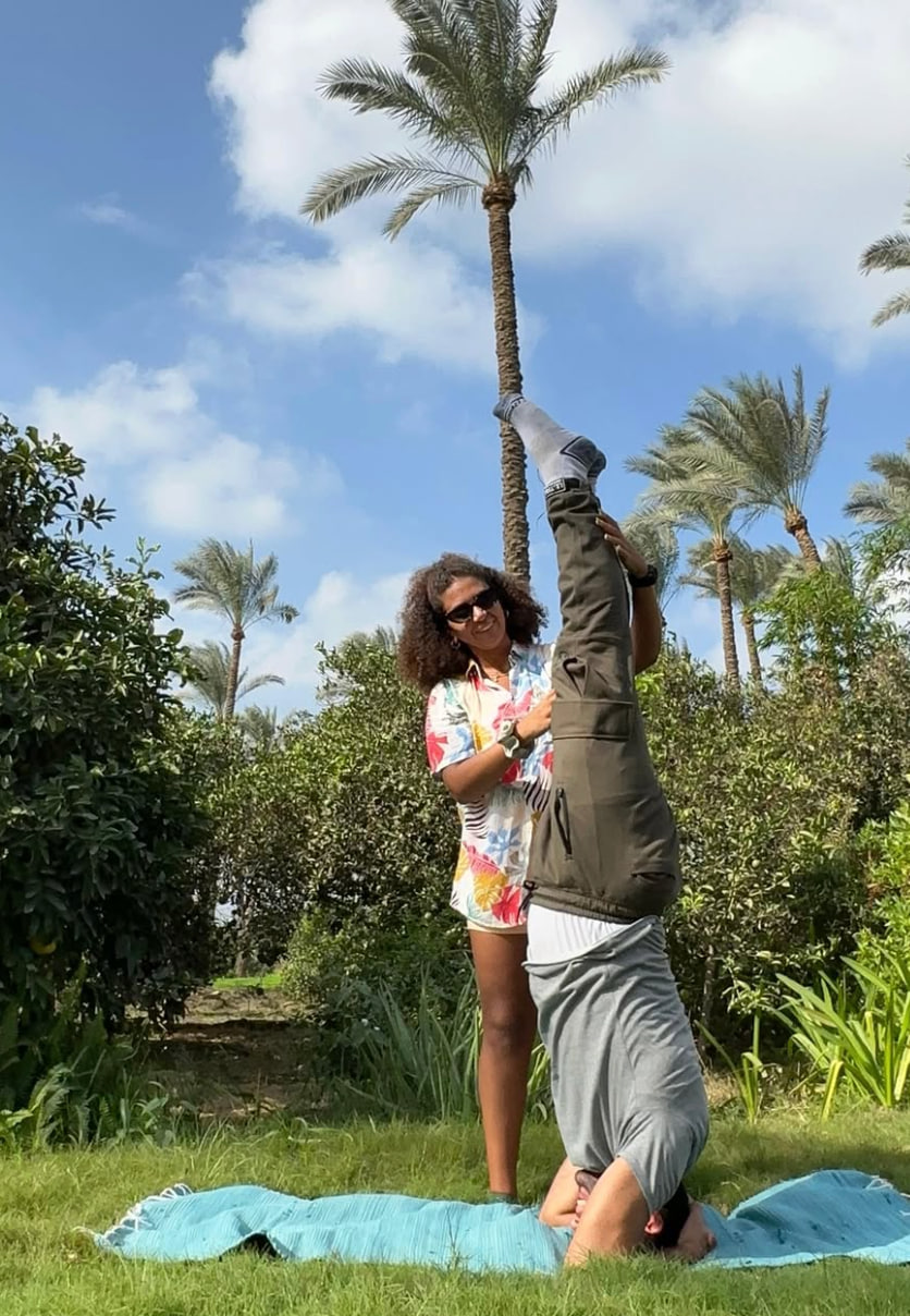 Yoga session at The Palms Gardens, outside Cairo