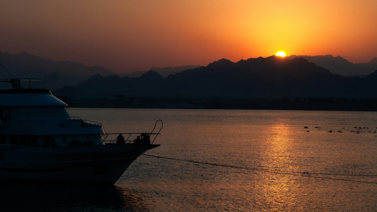 Red Sea luxury yacht charter at sunset