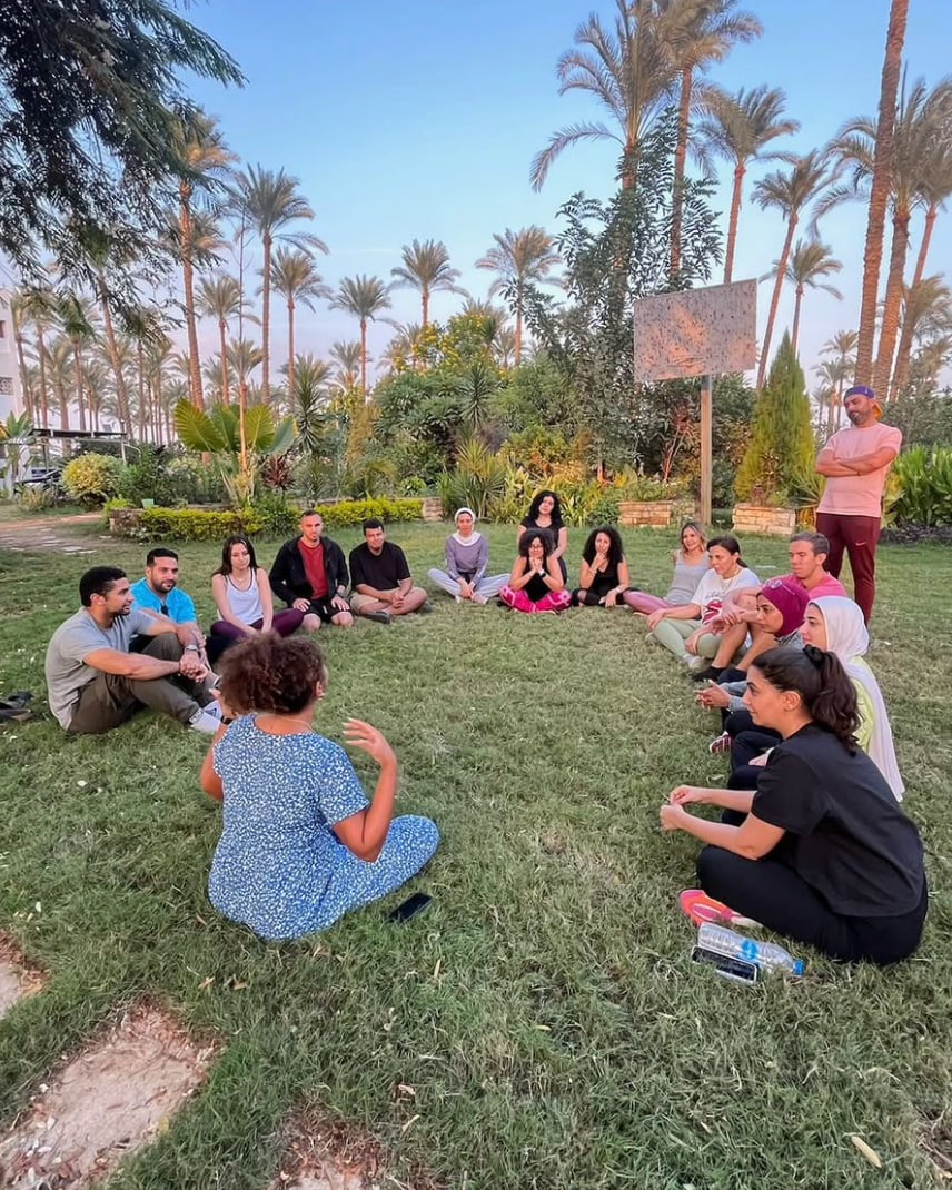 Guests at The Palms Gardens, outside Cairo
