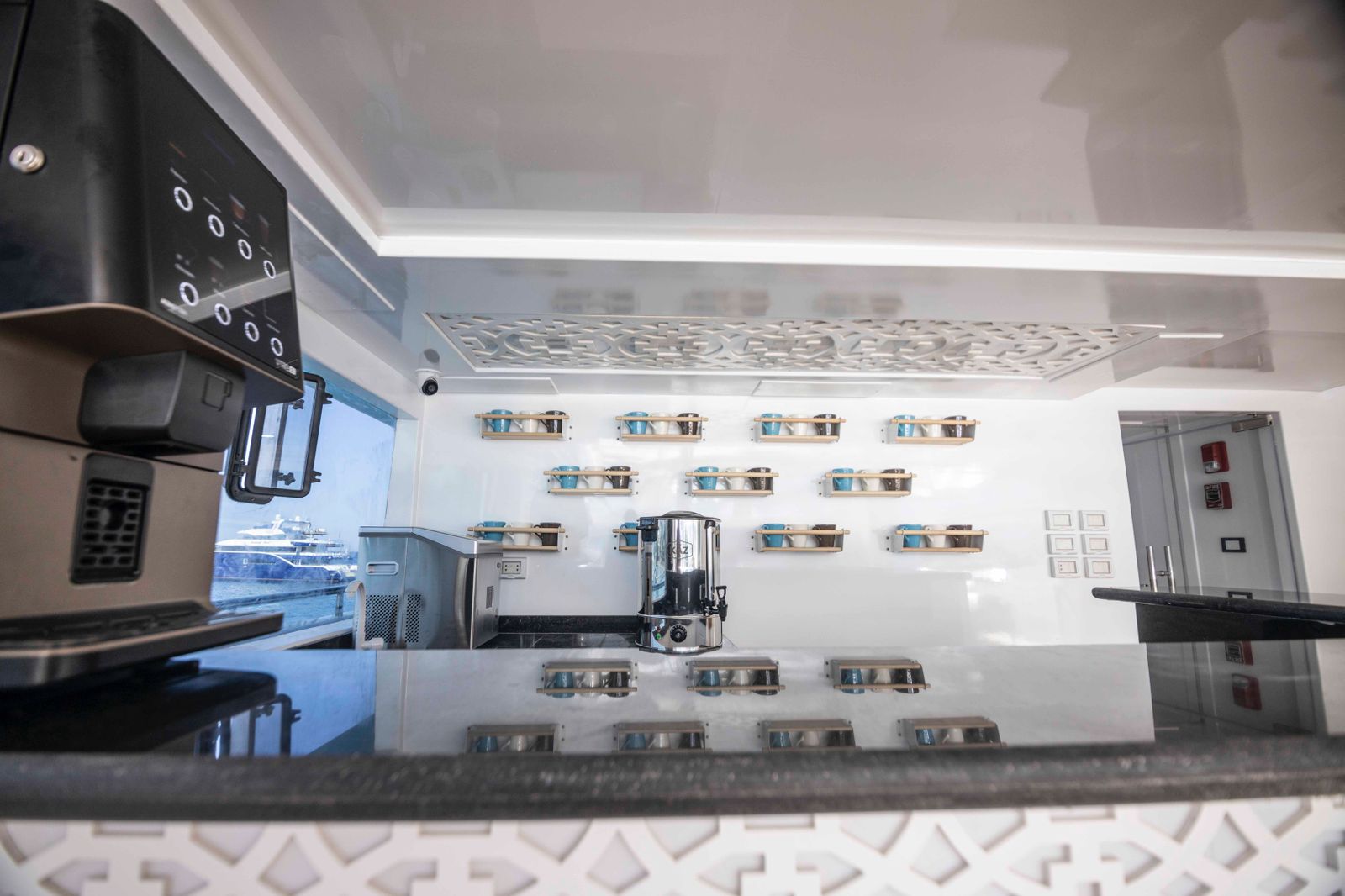 Coffee bar onboard the Red Sea charter vessel