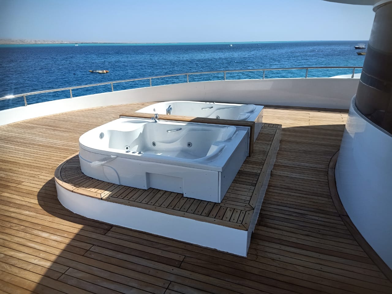 Onboard jacuzzi on the sun deck