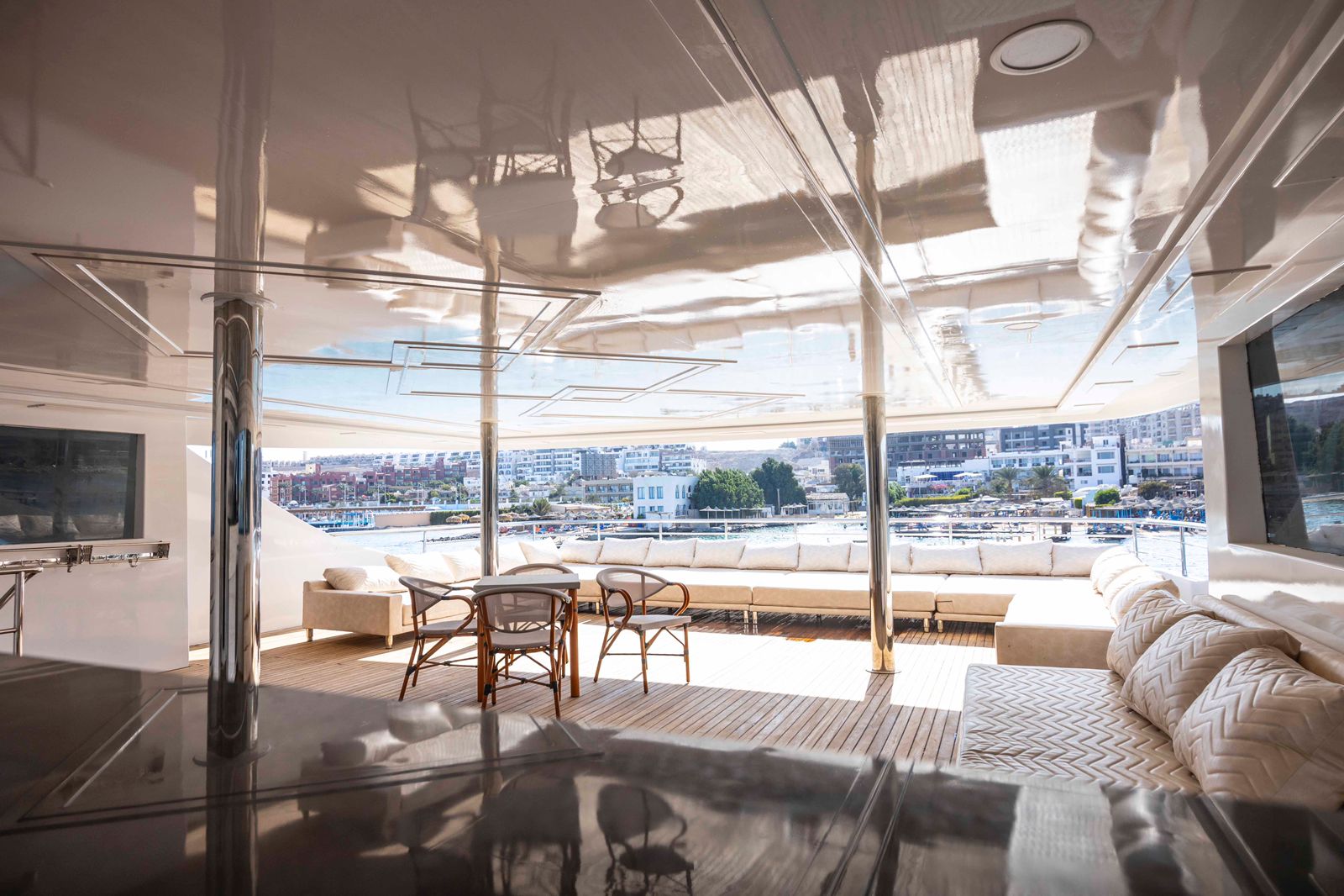 Sun deck at sea — Red Sea charter vessel