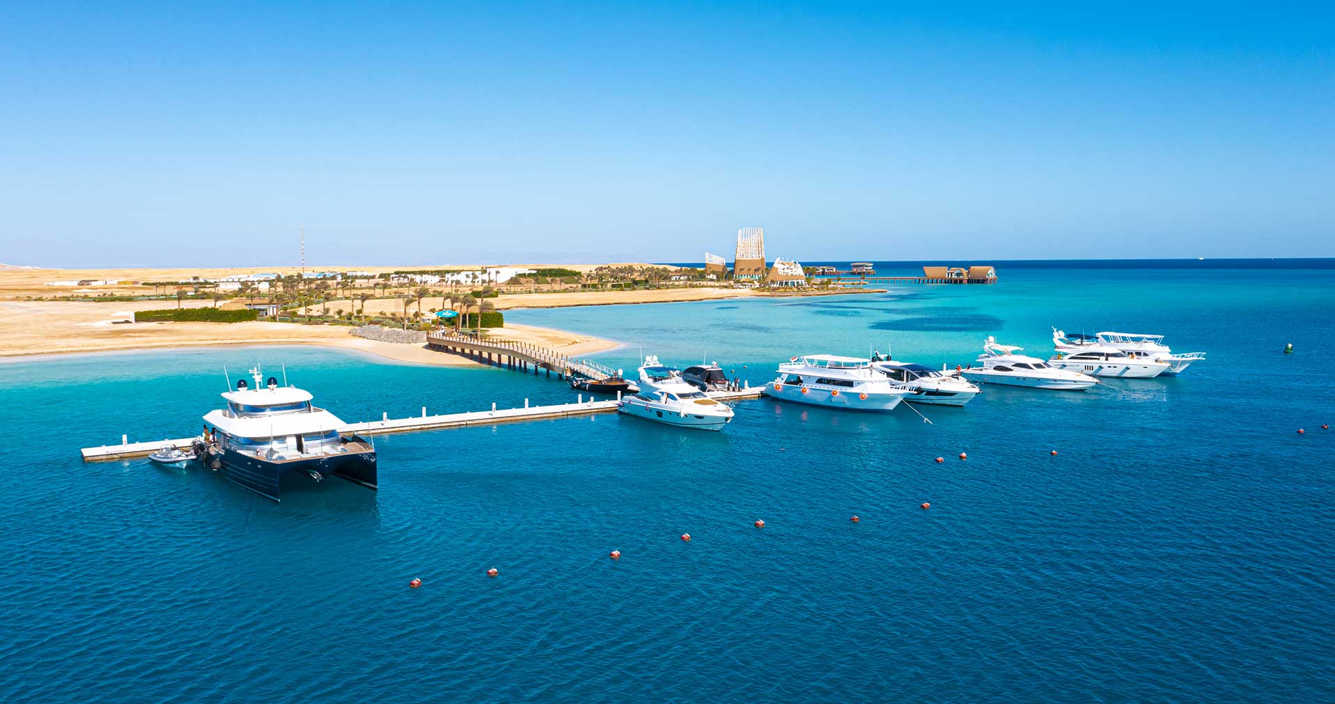 Boats moored off Tawila Island, north of Hurghada