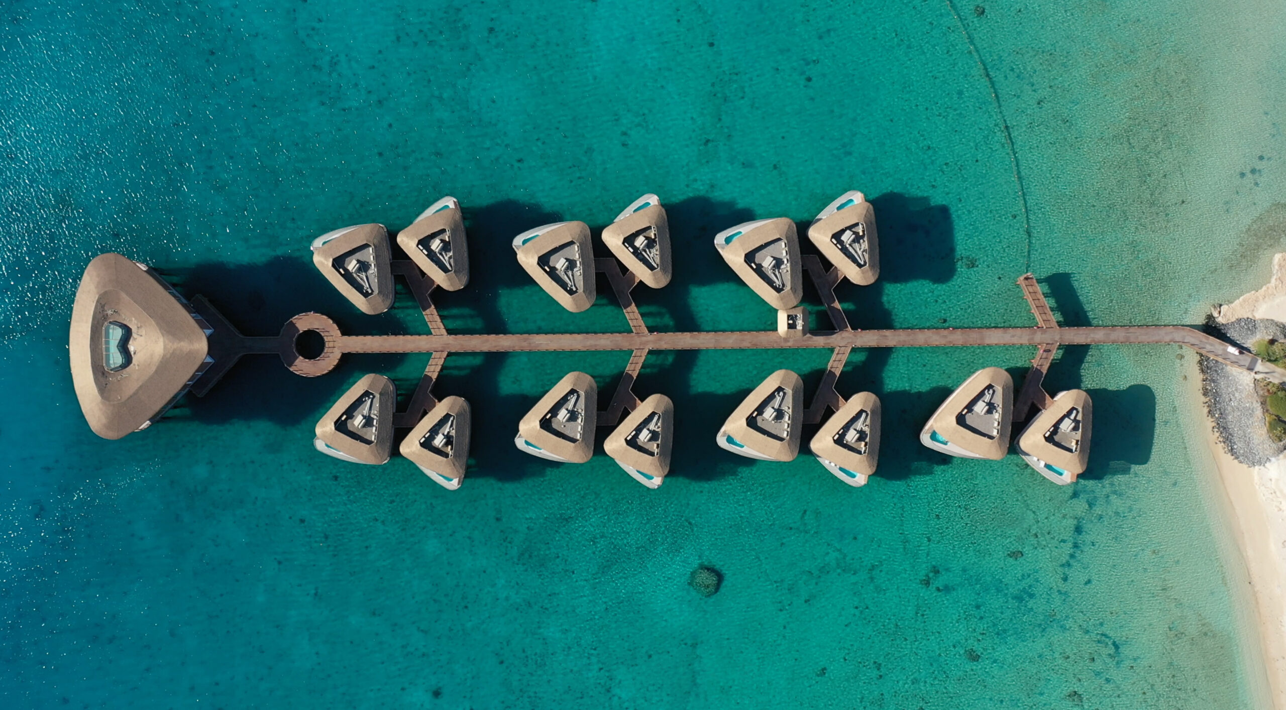 Water bungalows on Tawila Island, Red Sea