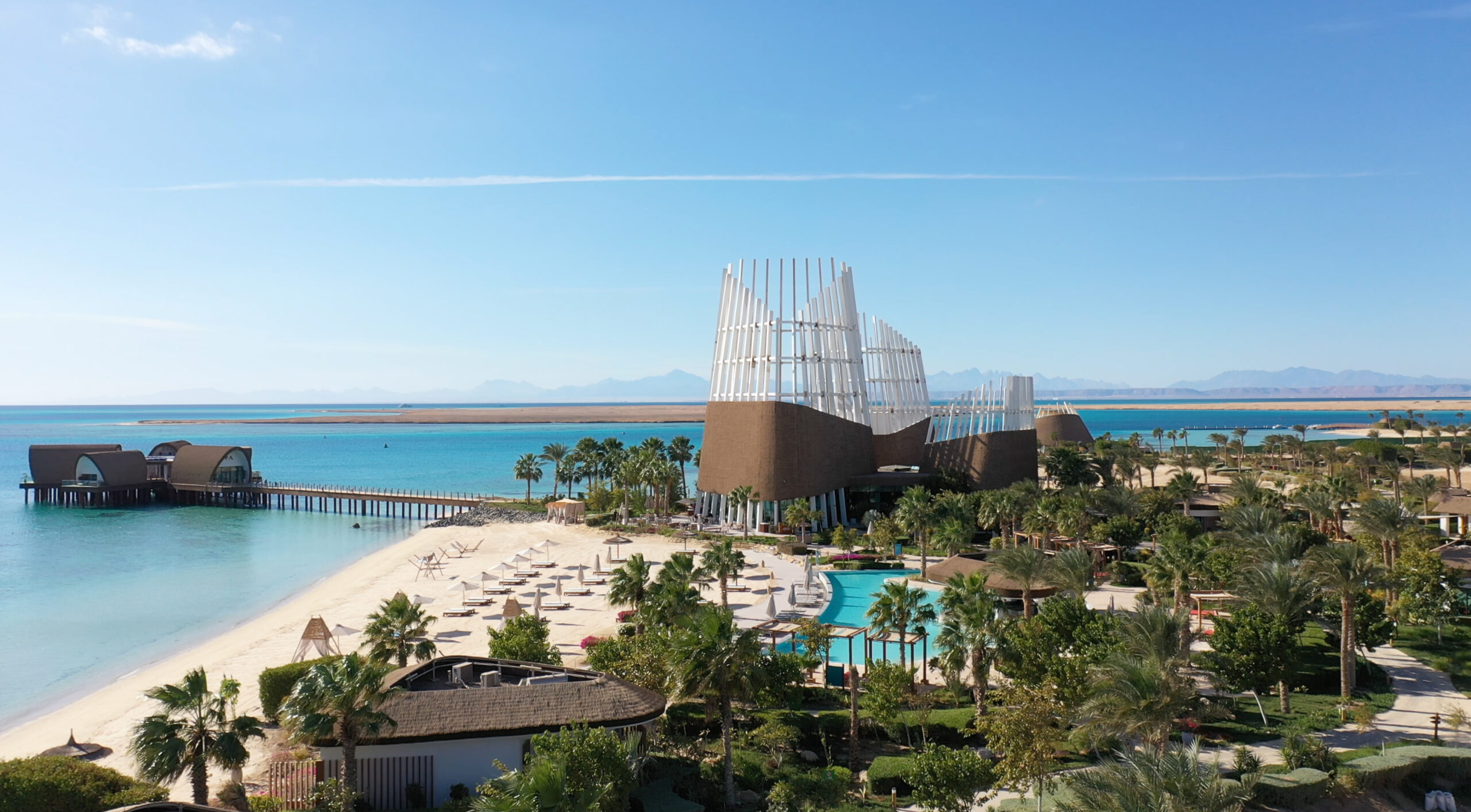 Beach and hotel view on Tawila Island, Red Sea
