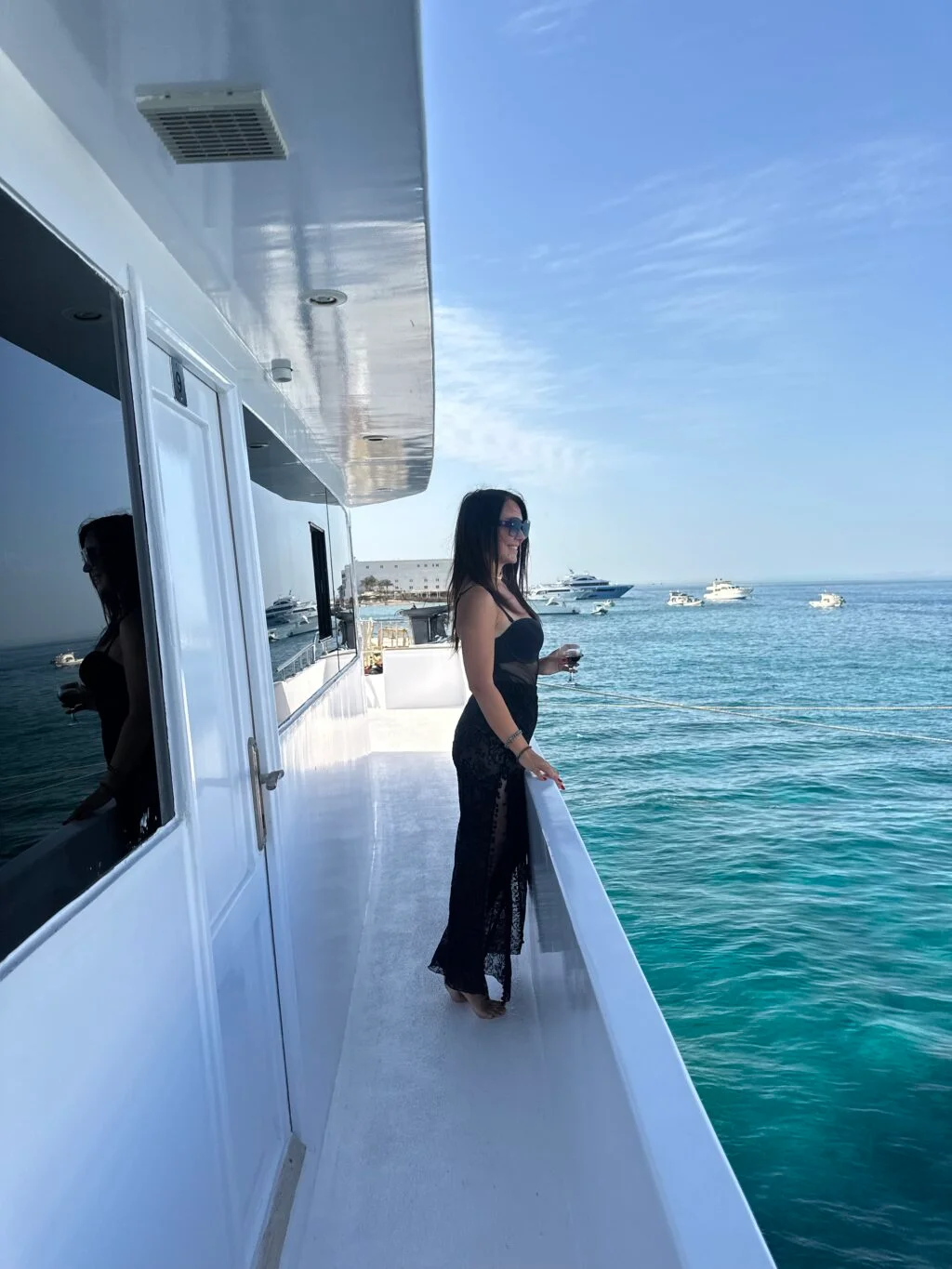Guest on deck aboard a Red Sea liveaboard