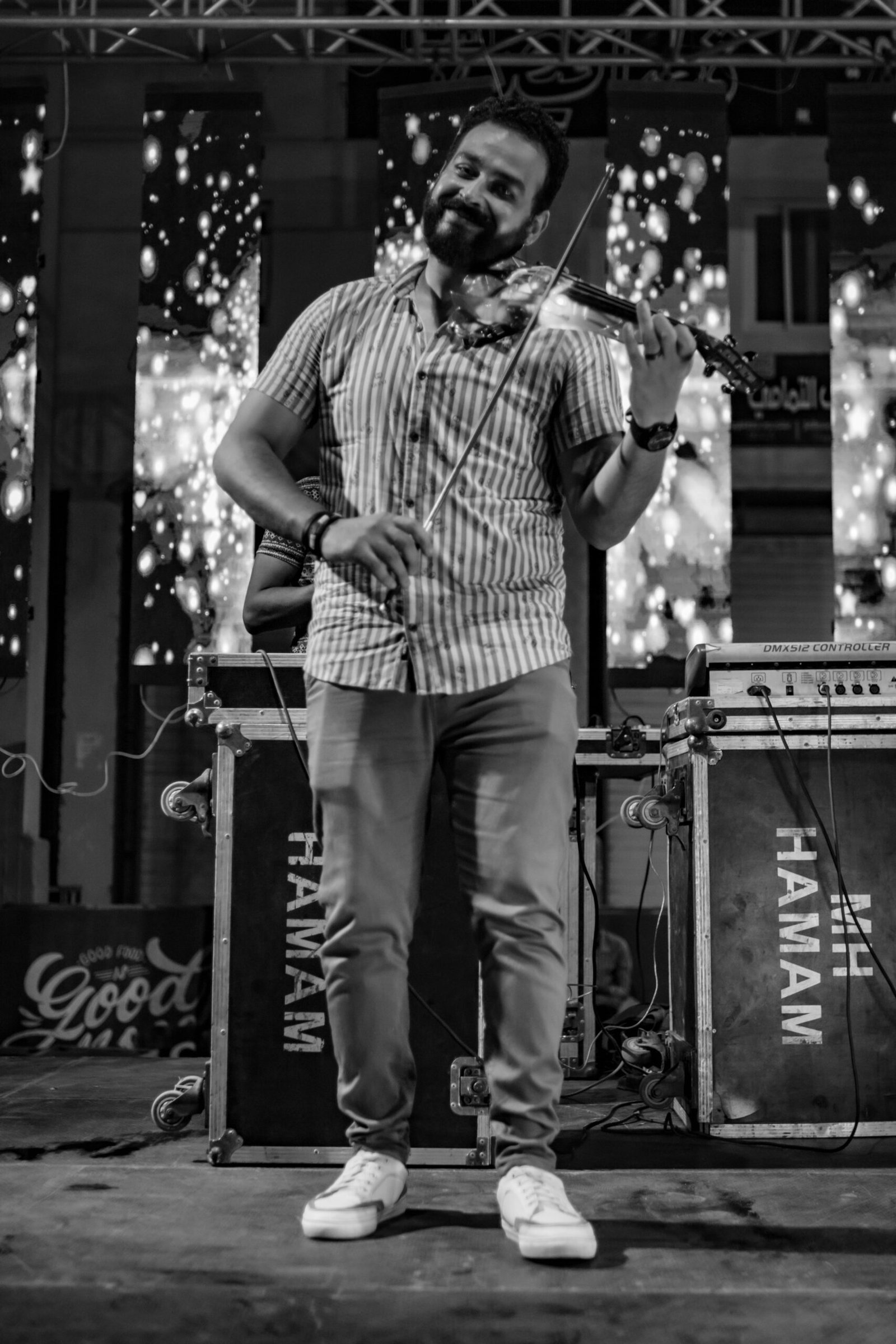 Traditional Egyptian musician performing at the Sun Festival