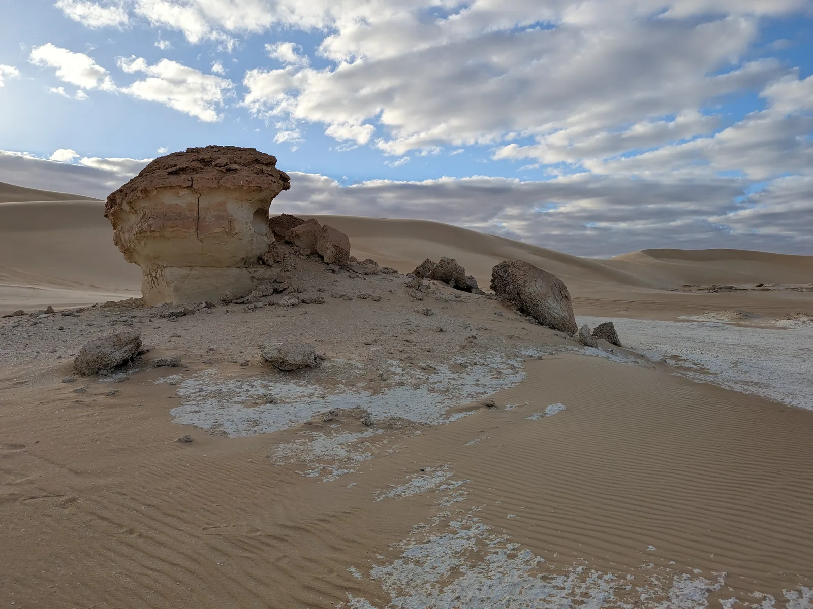 Wind-carved mushroom rock in the Western Desert near Siwa