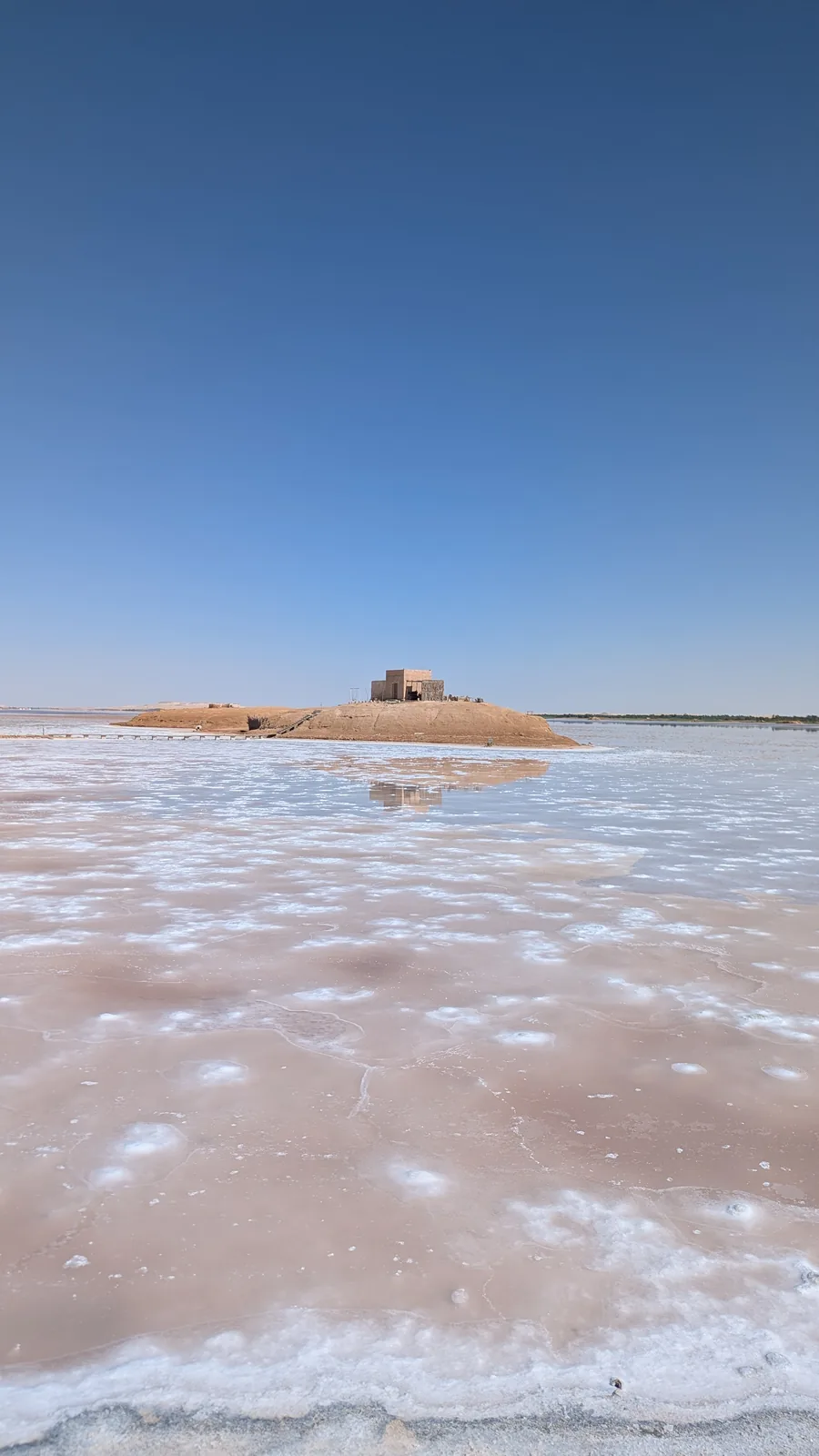 Small island in a salt lake near Siwa Oasis, Egypt